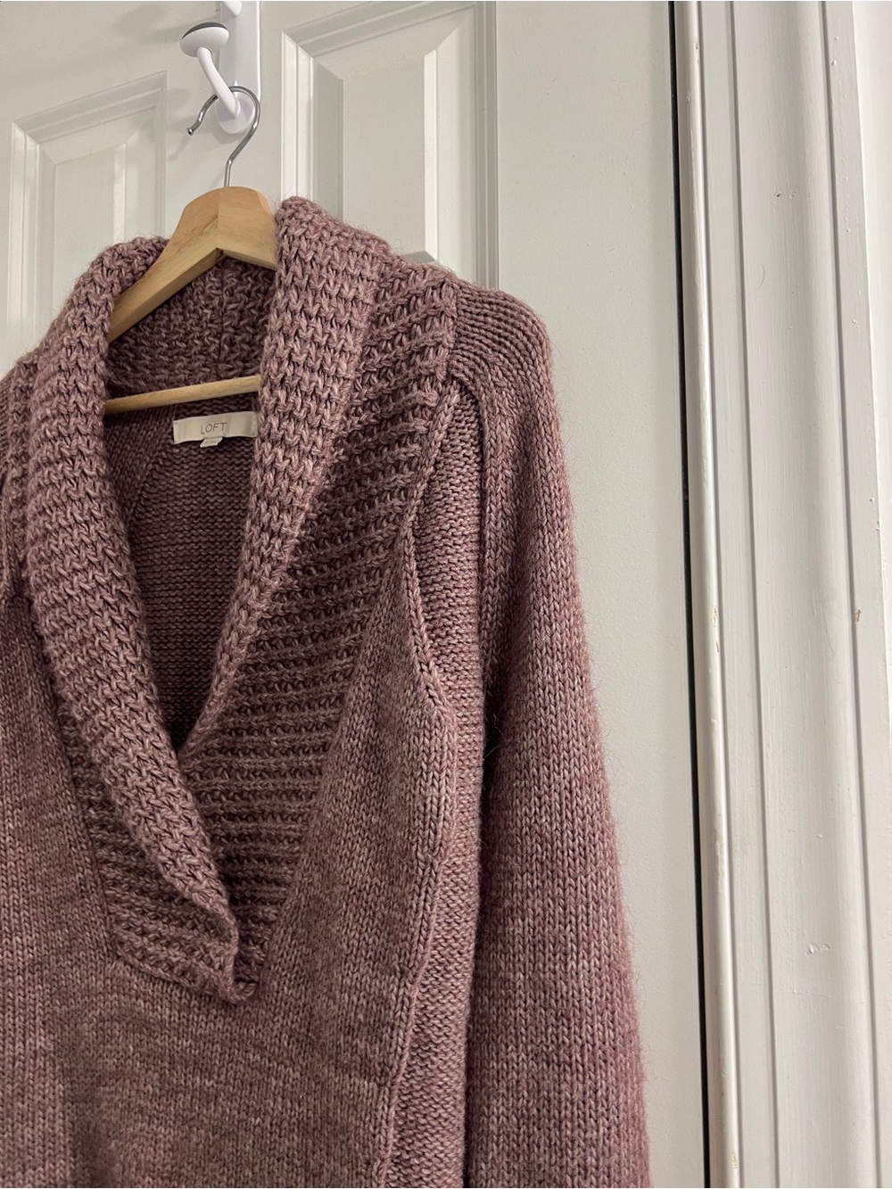 LOFT Shawl Collar Pullover Sweater - Mauve Taupe- Small - Picture 5 of 11